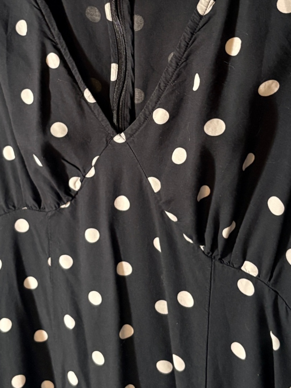 Madewell V-Neck Flutter Sleeve Midi Dress Black Polka Dot Size 2 - Picture 5 of 7